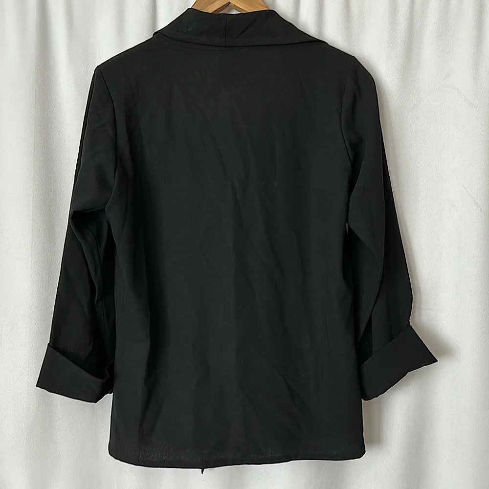 Yves Saint Laurent Ri’ve Gauche Vtg Black Authenticated Tie Jacket Top *Sz 36* - Picture 2 of 6